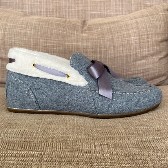 VIONIC Shirley faux fur bow slippers in charcoal gray SIZE 6 with arch support - Picture 1 of 10